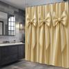 Golden Bow Shower Curtain Elegant Satin Ribbon Design Luxury Bathroom Decor Waterproof Easy To Install Elevate Your Space