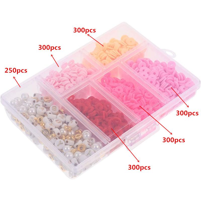 1750PCS/BOX Mix Polymer Clay Acrylic Jewelry Making Kits Soft Pottery Spacer Beads Bracelet Necklace DIY Kits Sets