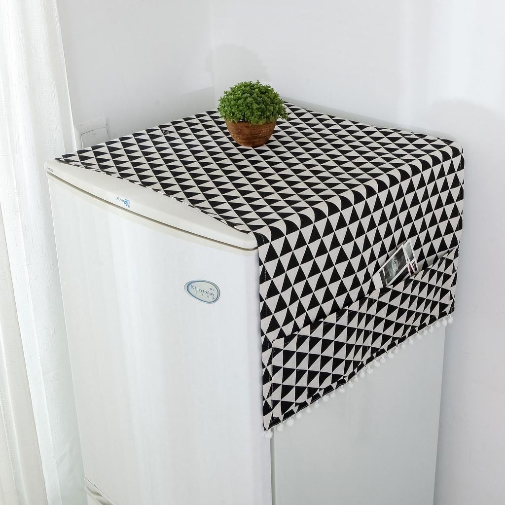 Double Door Fridge Cover with Side Storage & Tassel, Fits Washing Machines & Microwaves