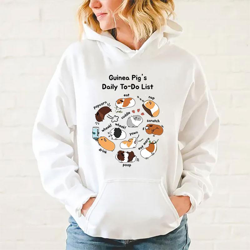 Funny Guinea Pig Daily To Do List Print Hoodie Fashion Women Men Casual Pullover Hoodies Ladies Sweatshirt