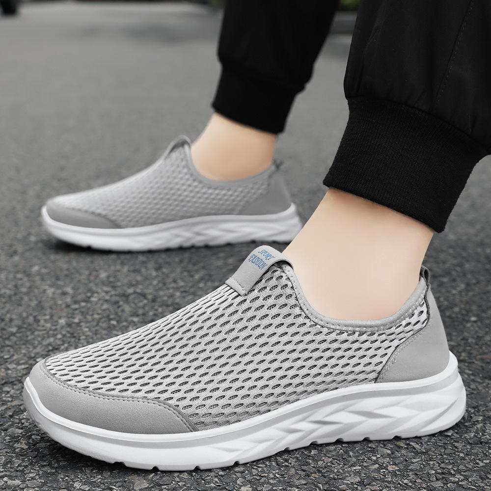 Fashion 2024 Summer New Mesh Hollow Breathable Casual Men's Shoes with One Step, Versatile Single Shoes, Comfortable Lazy Shoes for Men