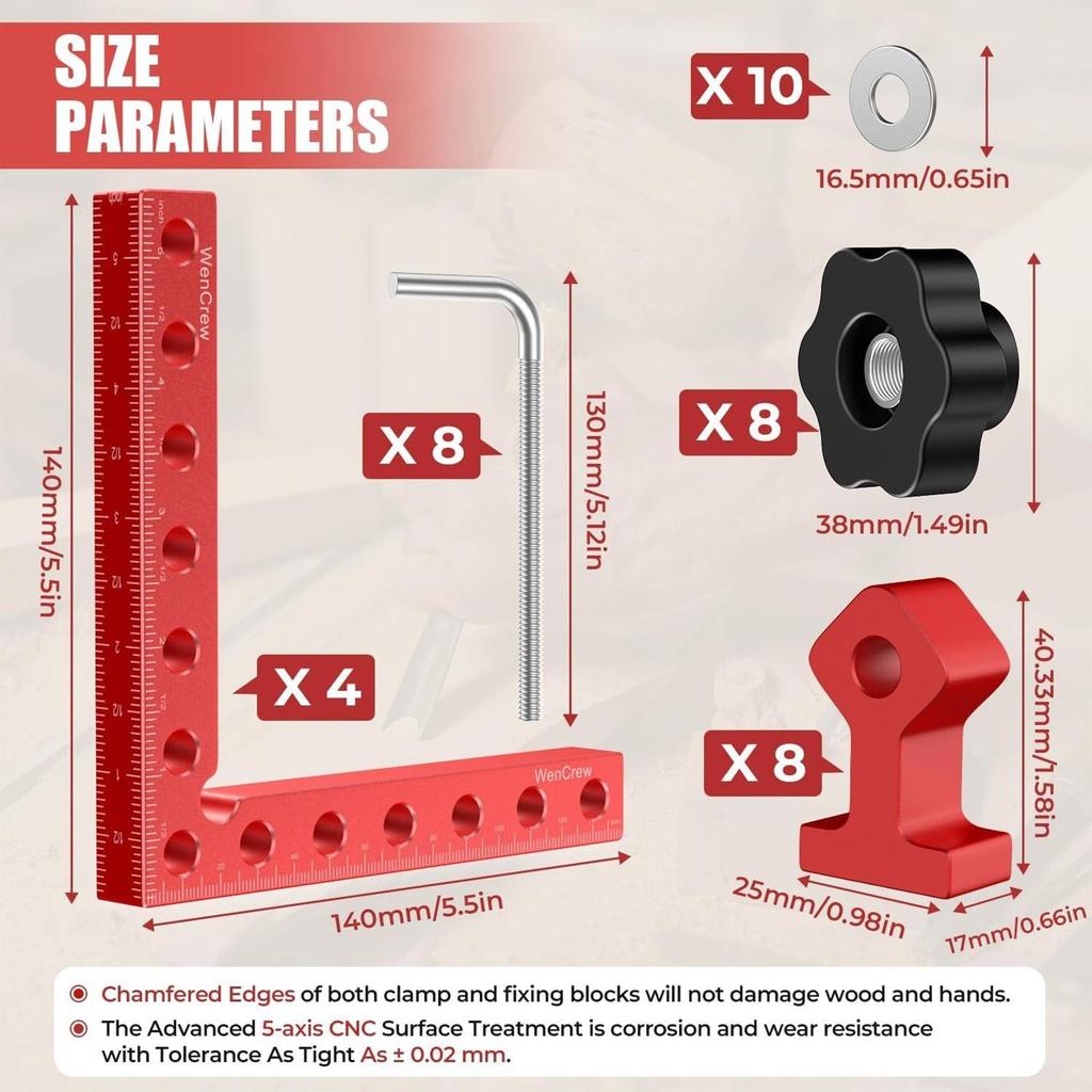 Corner Clamps for Woodworking Right Angle Clamping Aluminum Alloy Jig 90 Degree Positioning Tool for Woodworking Framing Drawers