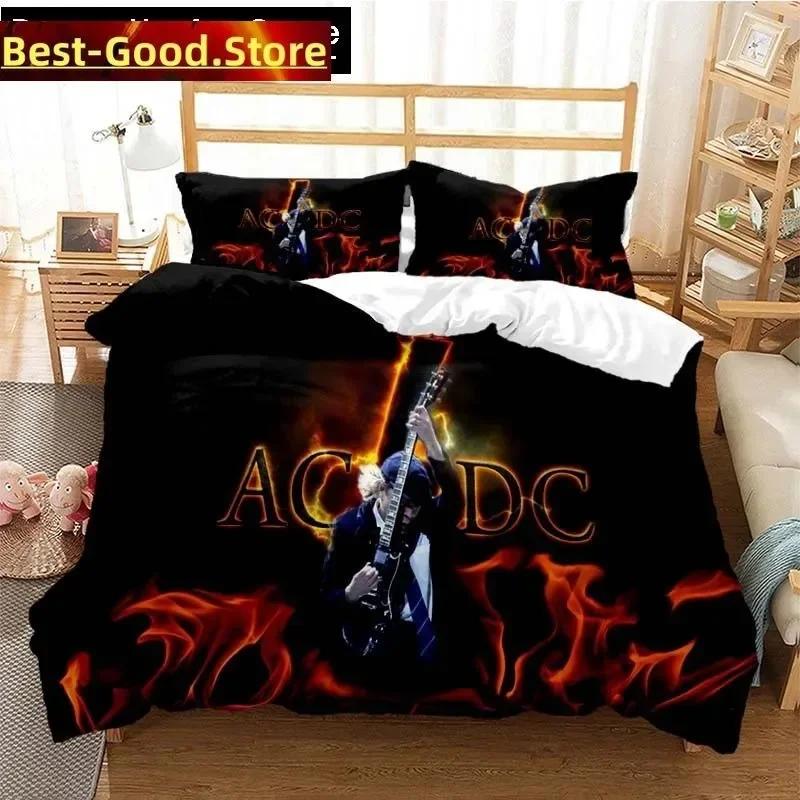 Fashion AC DC Rock Band Bedding Set Printed Bed Set With Pillowcase Bed Duvet Cover Soft Single Double Queen Super King Size