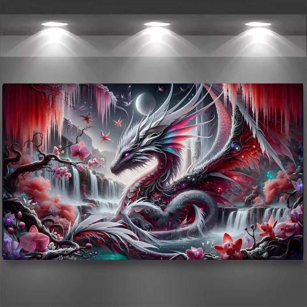 Large Size Mosaic DIY Full Diamond Painting Kits Art Fantasy Girl and Dragon Embroidery Cross Stitch Rhinestones