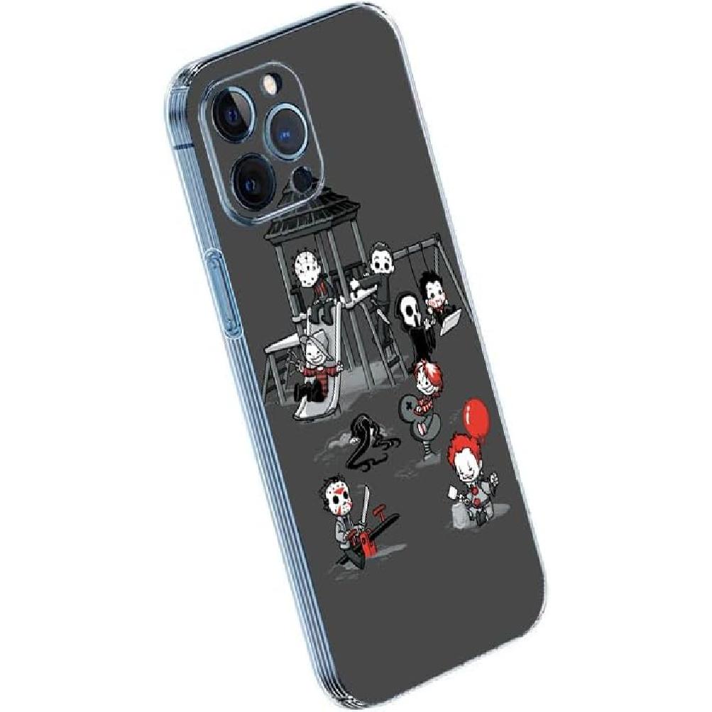 Phone Case Halloween Collection Compatible with iPhone 13 Pro Max Dark Horror Funny Movie Dress up face Shockproof TPU Silicone Protective Case