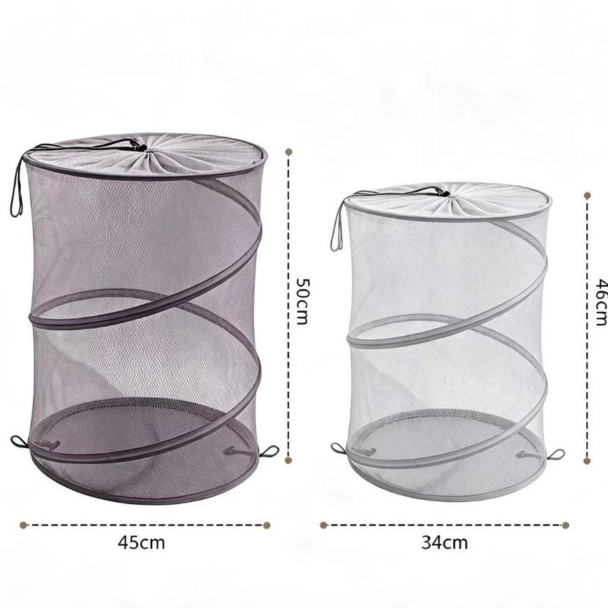 Cesto de Roupa Suja Cilíndrico Grande Dobrável com Cordão para Roupas Sujas e Armazenamento de Necessidades Diárias