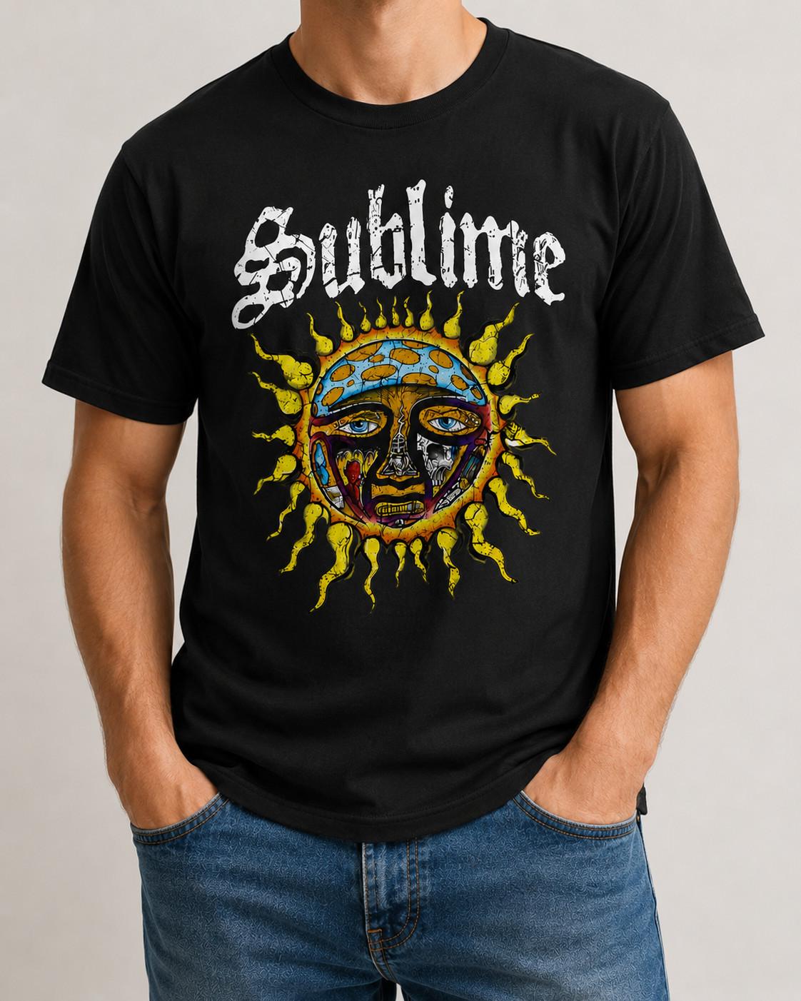 Sublime Sun Logo T-Shirt Retro Ska Punk Rock Graphic Tee Unisex S