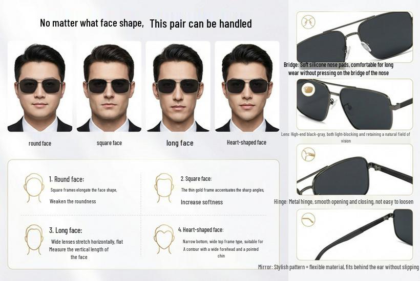 KAJILA 2026 Men's Retro Square Frame Polarized Sunglasses with Double Bridge Sun Protection