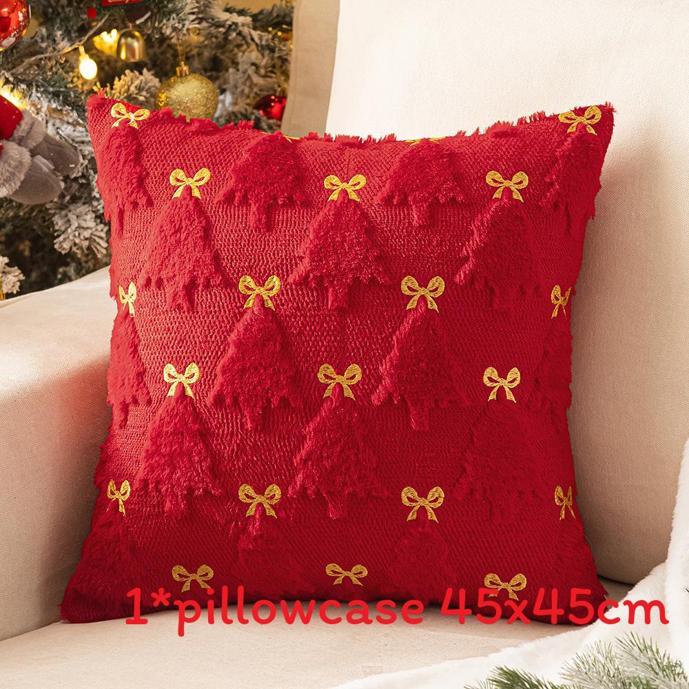Christmas Plush Pillow Cover With Geometric Snowflake Design For Home Decor And Gift