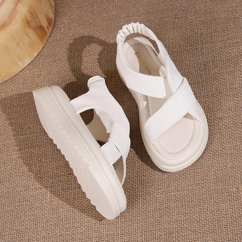 Thick Bottom Elasticized Sandals Women Korean Cross Strap Open Toe Sandals