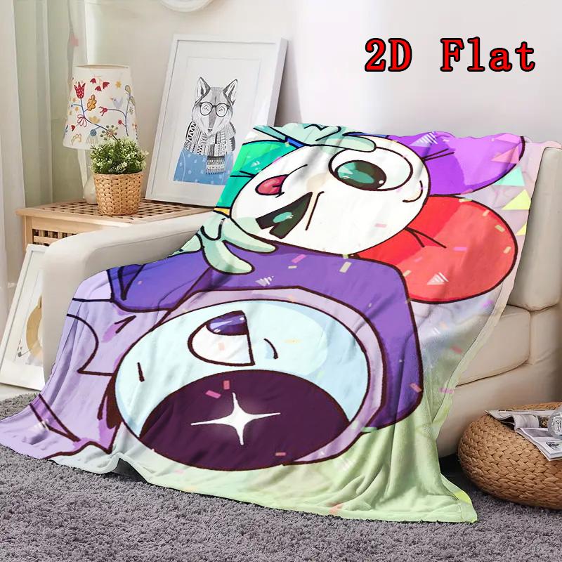 Dandy's World Cartoon Game 2D Flat Pattern Flannel Blanket High Quality All Seasons Warmth and Comfort Perfect for Christmas Gifts.
