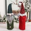 Cross-border Two-Piece Forester Plaid Wine Bottle Cover - Faceless Doll Design