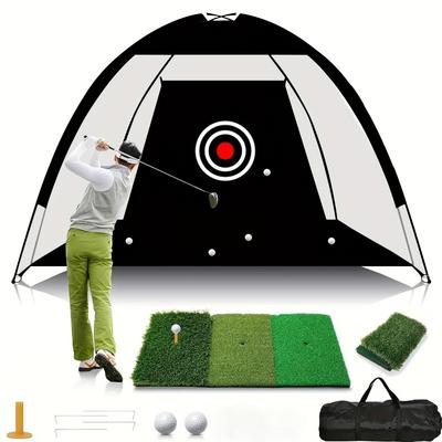 2x3MGolf Practice Net Set,Durable Portable Golf Practice Net&Hitting Bag Set|Triangular Strike Mat,Carry Bag,Golf Training Equipment,Compact Golf Gear