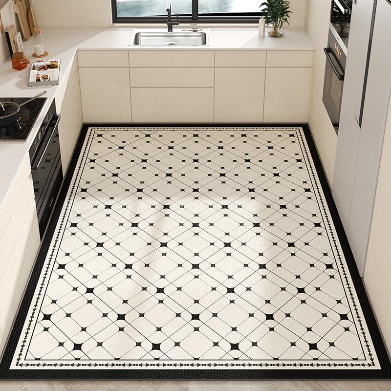 Amerikanische Retro-Teppiche für das Wohnzimmer Ölbeständige und wasserdichte Küchenmatte PVC-schneidbarer Lederteppich Zuhause waschbare rutschfeste Teppiche