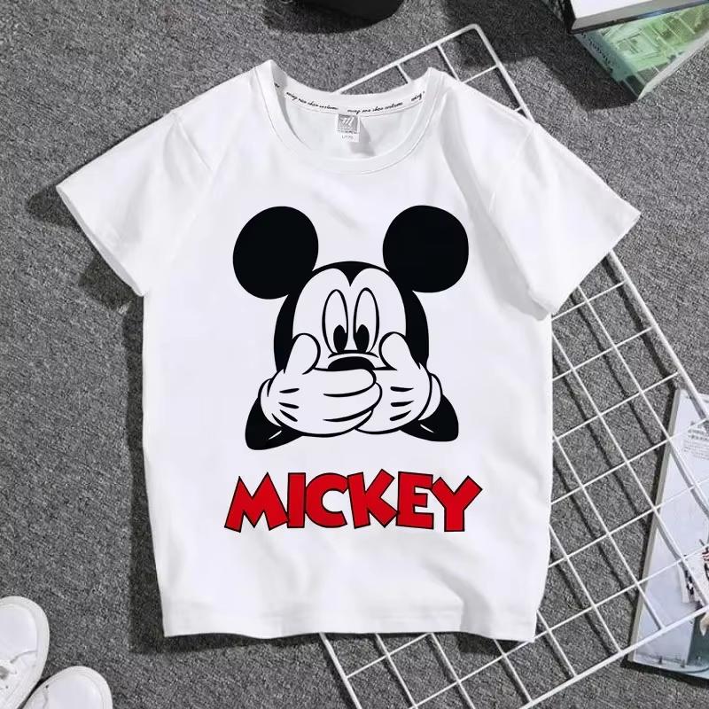 Cartoon Cute Mickey Summer Childrens Cotton Tshirt Y2K Harajuku Casual Tshirt Top Street Fashion Unisex Women Clothing