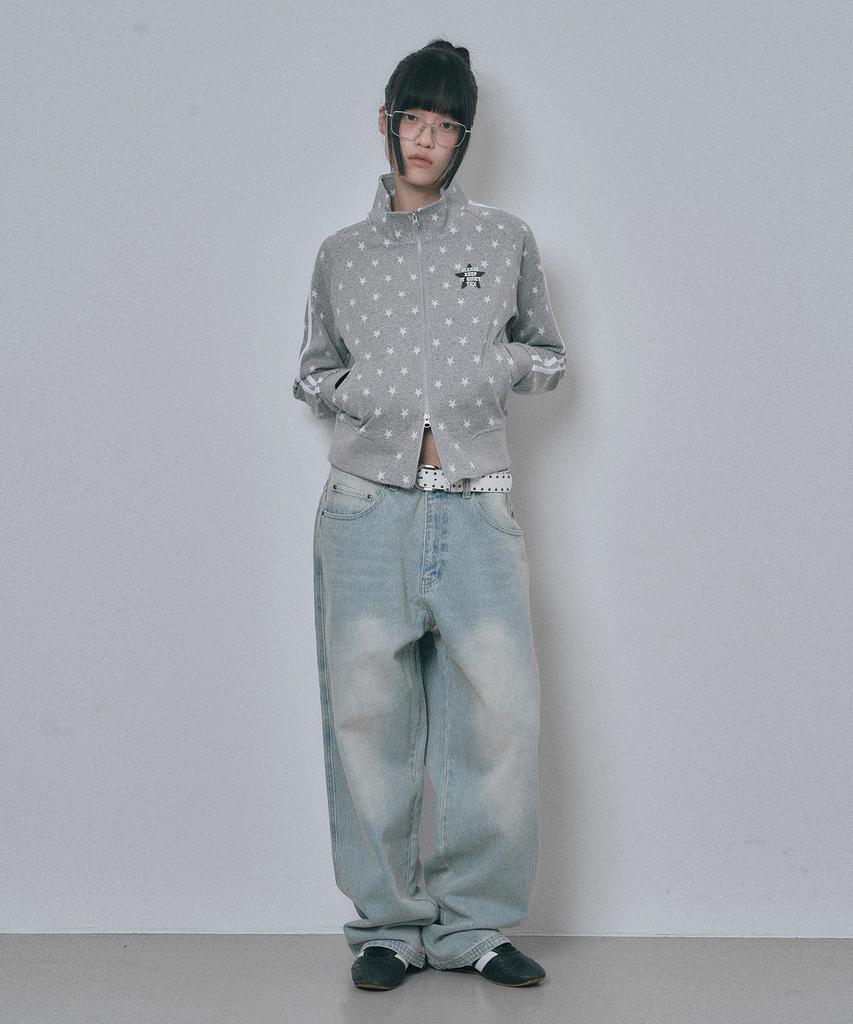MOO Star Sweat Track Zip-Up - Grey