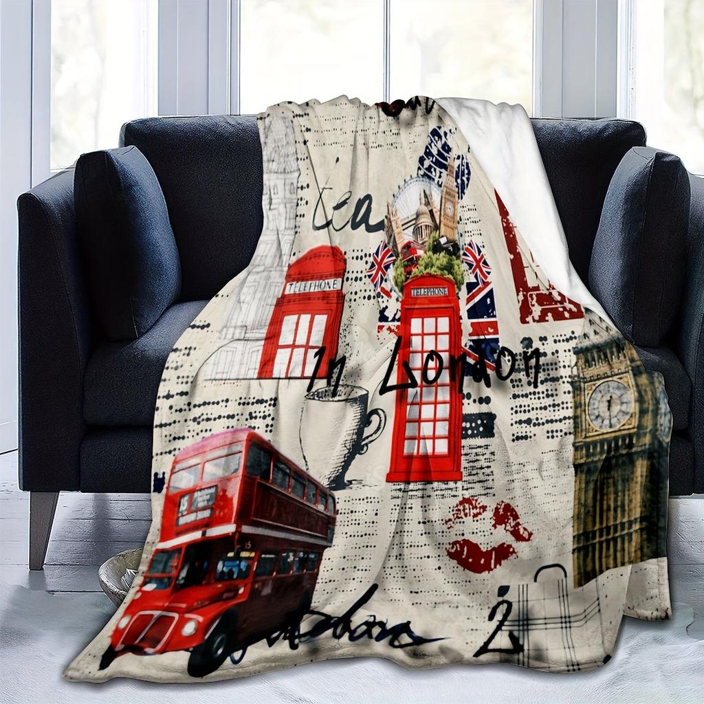 Union Jack London Blanket Soft Comfortable Flannel Blanket For Bed Sofa Chair Nap Travel Camping Blanket