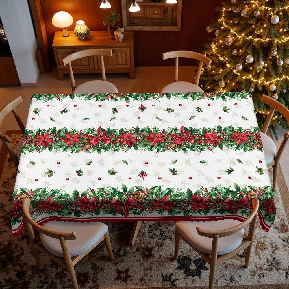 Weihnachts-Retro-Tischdecke, Rechteckige Esstisch-Kaffeetischabdeckung, Party-Dekorationstuch