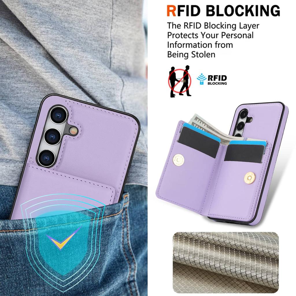 Brieftaschen-Hülle mit Kartenhalter, 360° drehbarer Ring-Ständer, Magnetverschluss für Samsung Galaxy A55/A35/A25/A12/A15/A54/A14/A73/A53