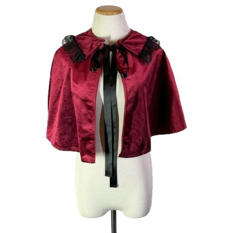 

Vintage Renaissances Cape Cloak Medieval Cloak Halloween Cosplay Costume Thin Velvets Laces Cape for Women Girls Gifts 1 червоний
