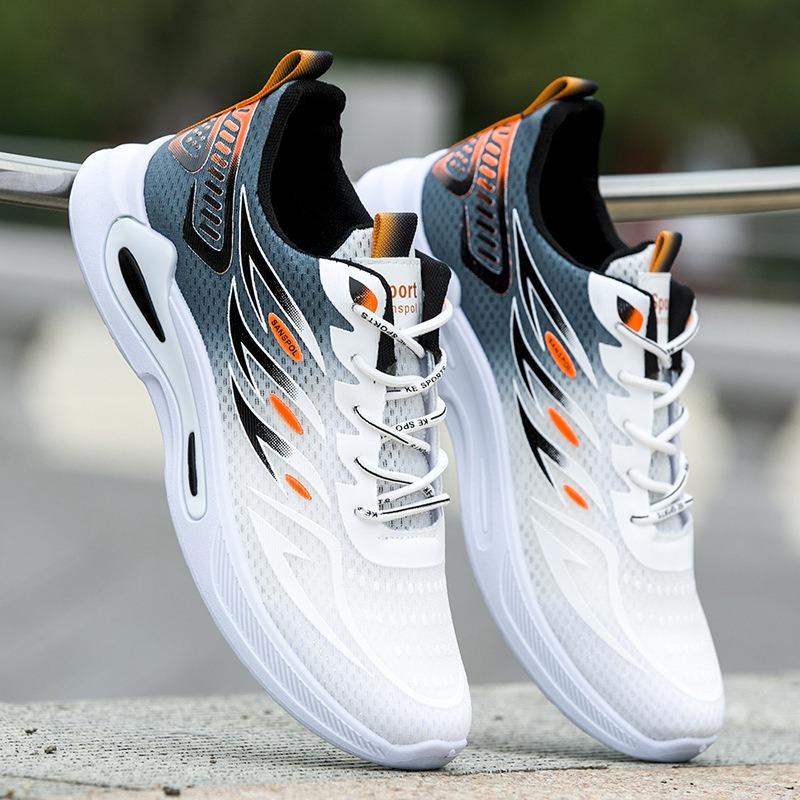 Men's New Mesh Breathable Lightweight Cushioned Running Sneakers, Student White Casual Athletic Shoes