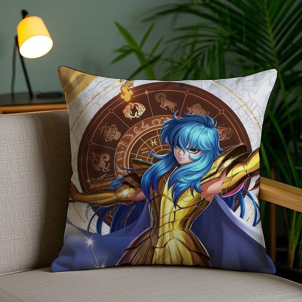 Animation 12 Gold S-Saint S-Seiya Pillow Case Home Dorm Chair Back Short Plush Double-sided Printing Office Cushion Cover