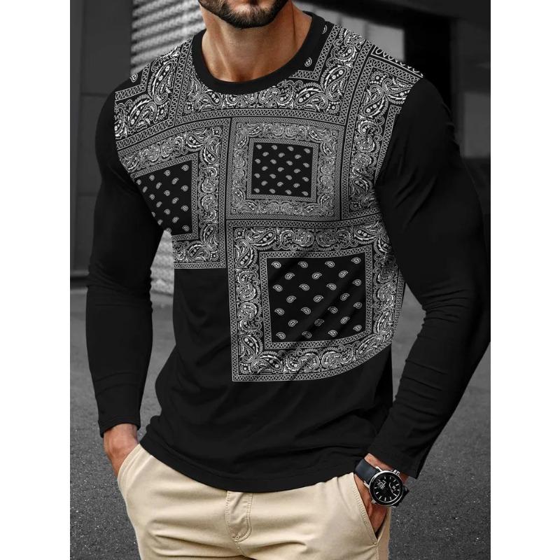 Men's Autumn 3D Printed Crew Neck Long Sleeve T-Shirt