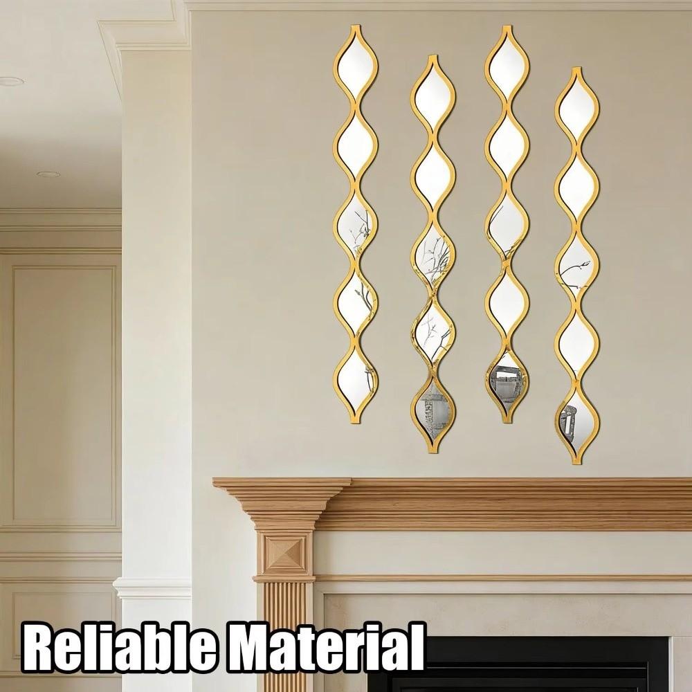 Golden Color Water Drop Mirror Sticker Removable Art Wall Mirror Sticker  Living Room Decoration