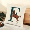 Letter Horse Cushion Cover Soft Short Plush Pillow Cover Smooth Cozy Texture Aesthetic Cushion Case Home Decor