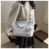 Sweet Bow Floral Shoulder Bag for Women Large Capacity Tote Crossbody Bag College Students Handbag