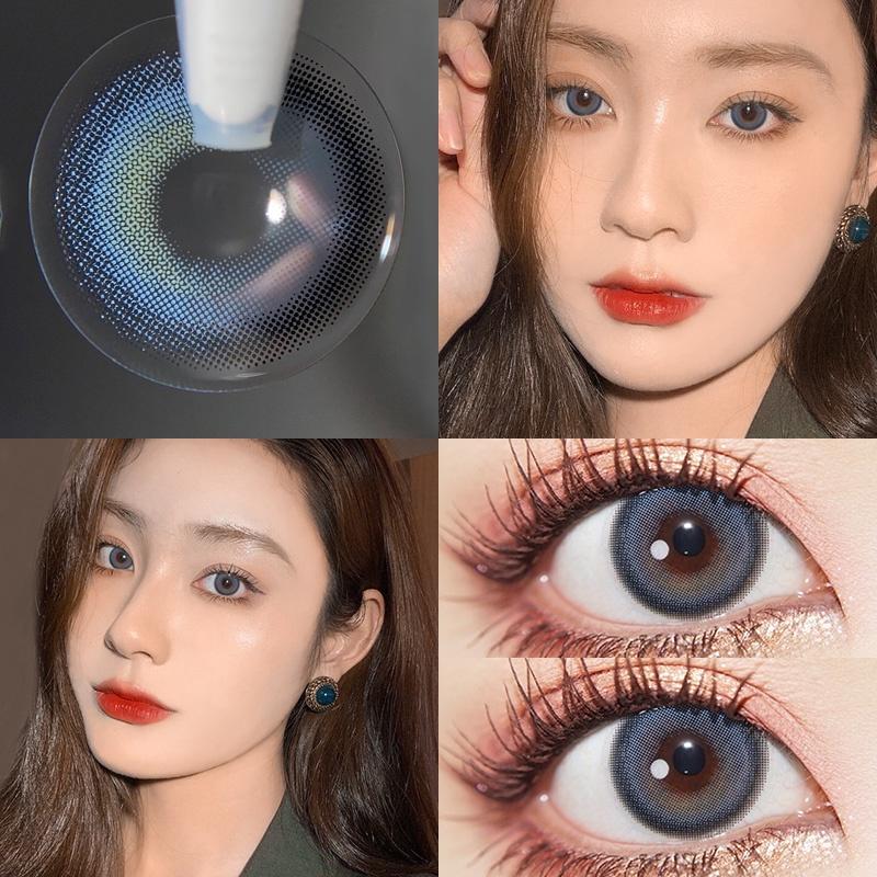 

Синие контактные линзы 2 шт./1 пара, натуральные, ежедневные, красивые, мягкие и удобные, для женщин, для макияжа, для вечеринок, модные, для красоты, для учеников 0.00 бо синий