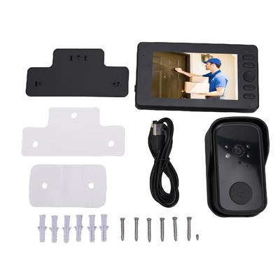 WiFi Video Doorbell with 4.3 Inch Display 1080P Wide Angle Fish Eye Lens Video Doorbell Camera Intercom System with