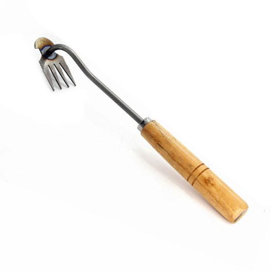 Instrument pentru plivitul Mâner lung din lemn Cap ascuțit Colectarea buruienilor Dispozitiv de plivire din inox care economisește forța de muncă Dispozitiv de dezrădăcinare a grădinii Instrument pentru iarbă de grădinărit
