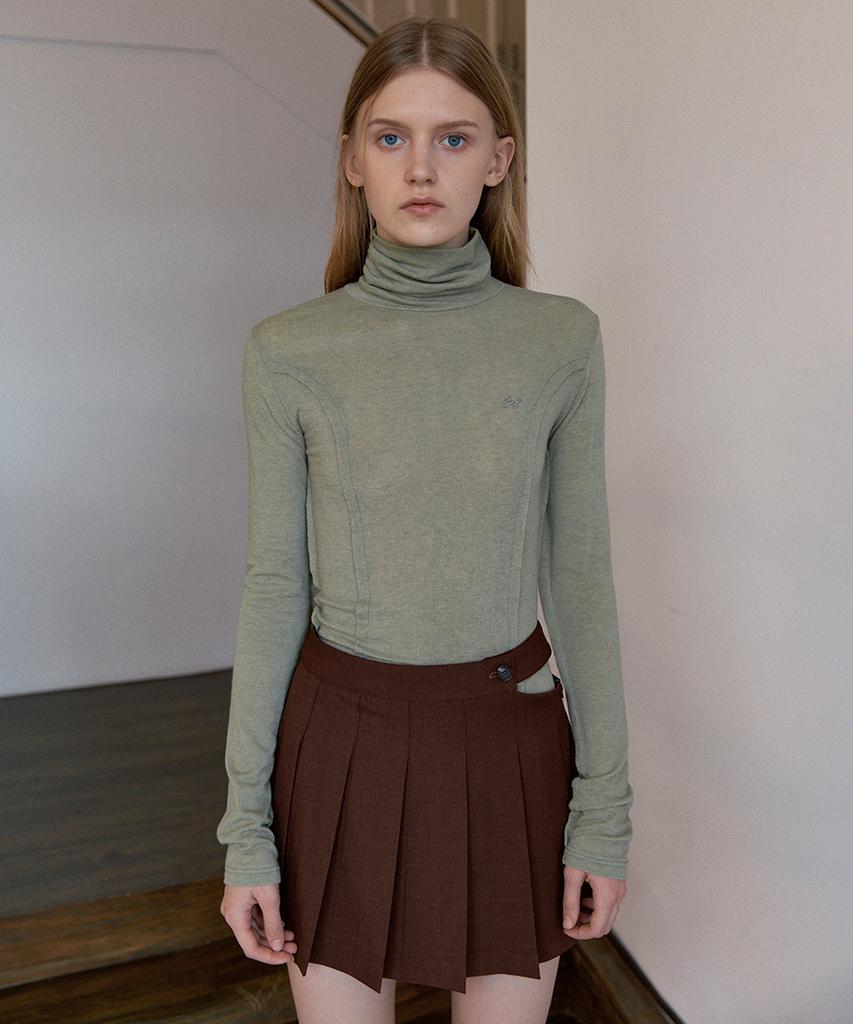 Sinun Cut Out Pleated Mini Skirt (Brown)