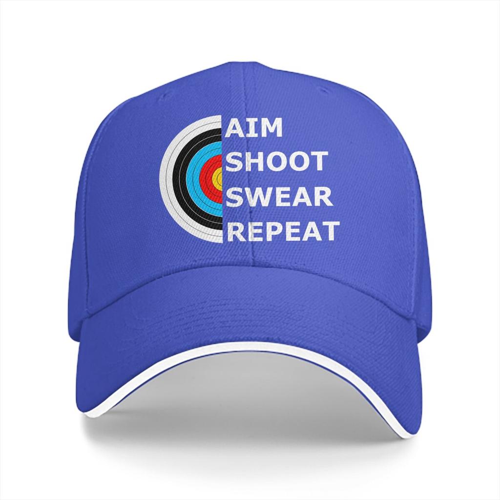 Washed Unisexs Baseball Cap Aim Shoot Swear Repeat Archery Target Essential Trucker Snapback Caps Dad Hat Archery Lover Golf Hats