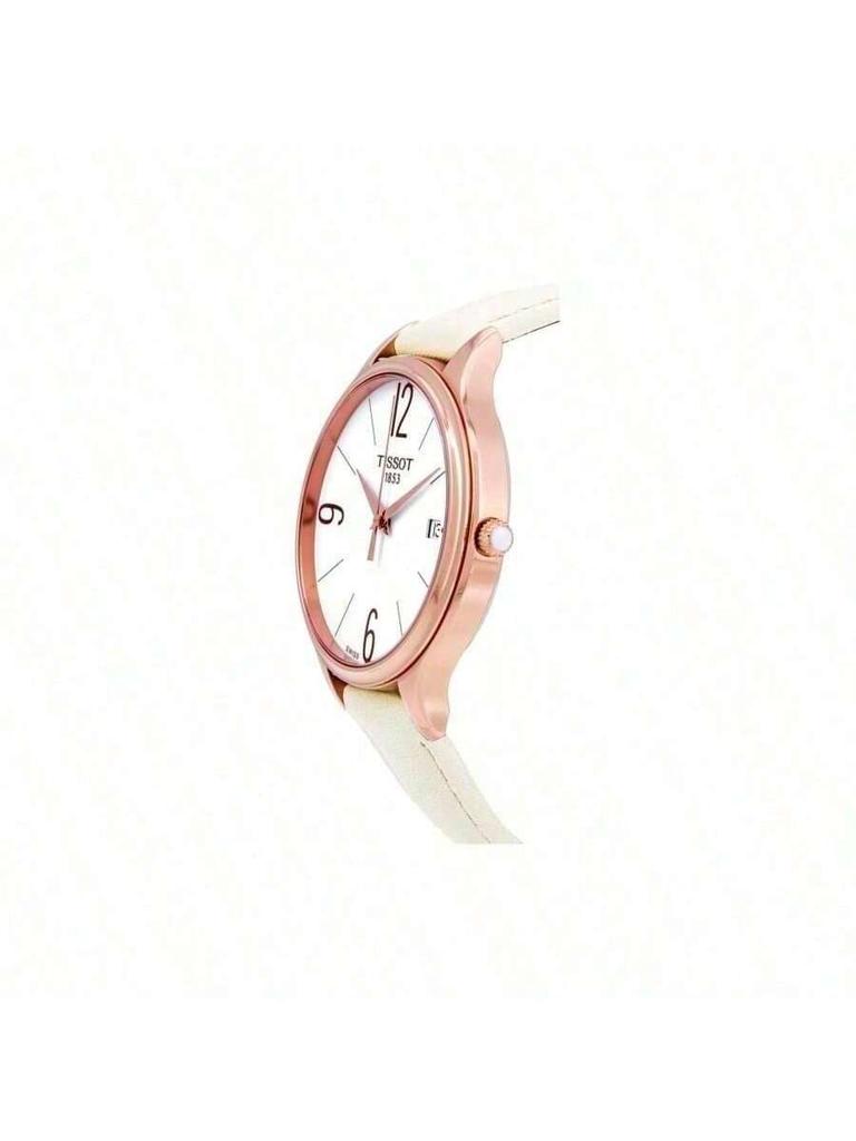 Tissot Master Chrysot Quartz Movement Women's Watch, Rui Watch 38mm, white dial, stainless steel case, leather strap T103.210.36.017.00