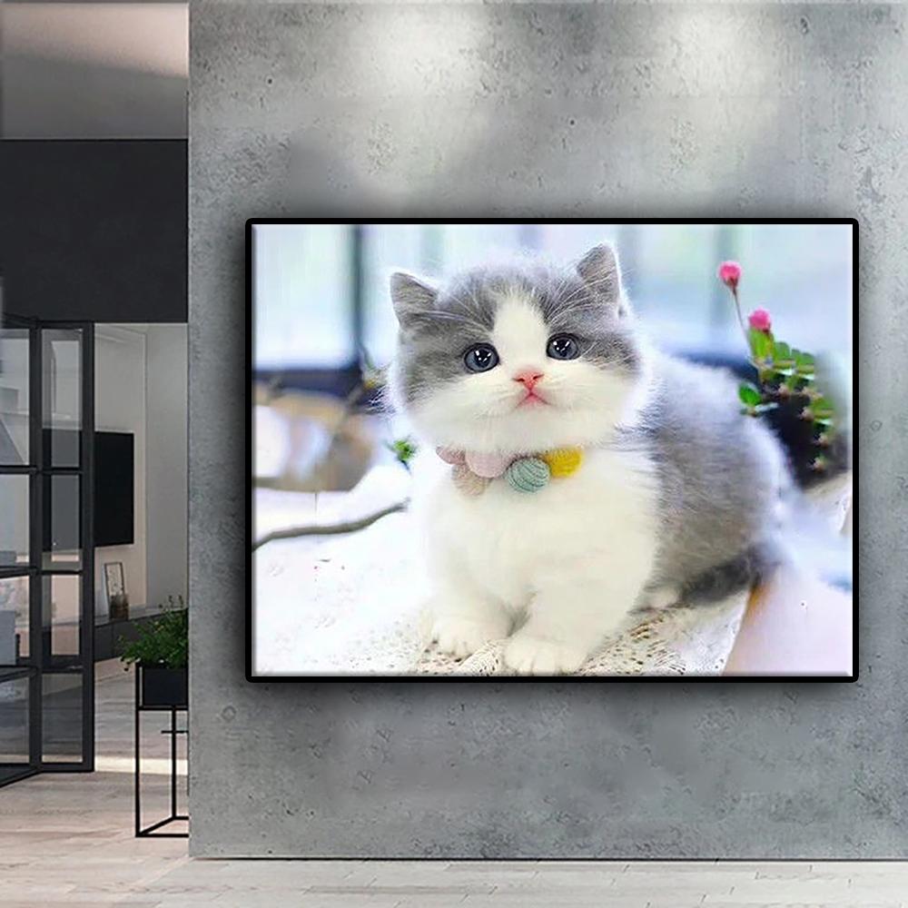 Diamantový obraz Roztomilá zvířátka Kočka, pes, Panda Diamantové mozaikové řemeslo Diamantové vyšívání Malování