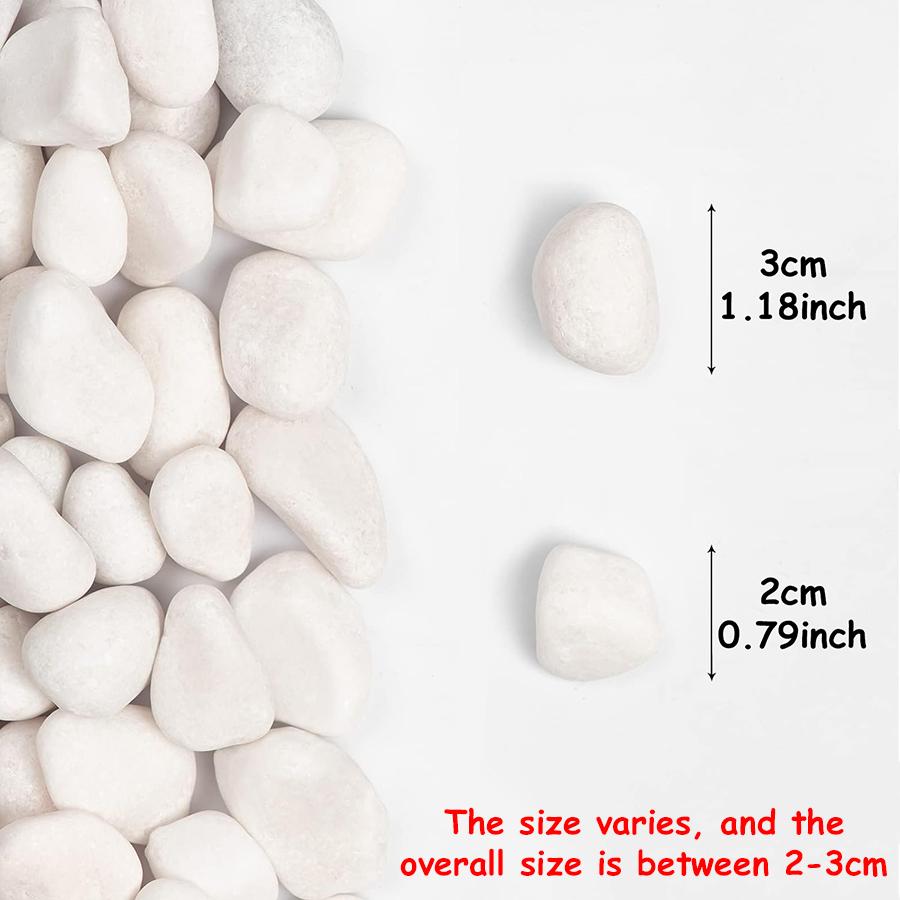 300-800g White High Polished Natural Pebbles 2-3cm Courtyard Landscape Decoration Rocks Peddles Horticultural Decorative Stones