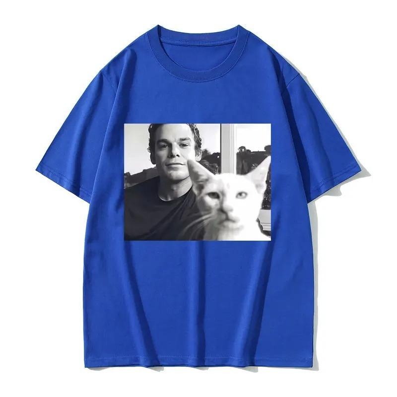 Unisex Women Casual Humor T Shirts Hot Sale TV Play Dexter Morgan Funny Cat Meme Tshirt Male Vintage Cotton Short Sleeve Tshirts