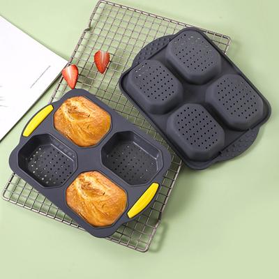 Ekmek Kalıbı Isıya Dayanıklı yapışmaz Pasta Kalıbı Ev Mutfak için 4 Izgaralı Silikon Ekmek Pişirme Kalıbı