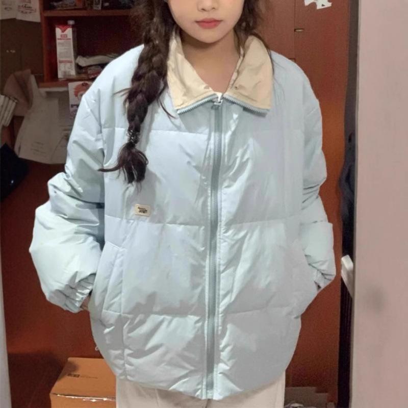 Street Stand Collar Cotton Coat for Women Winter New Style Retro Loose Versatile Thickened Couple Coat