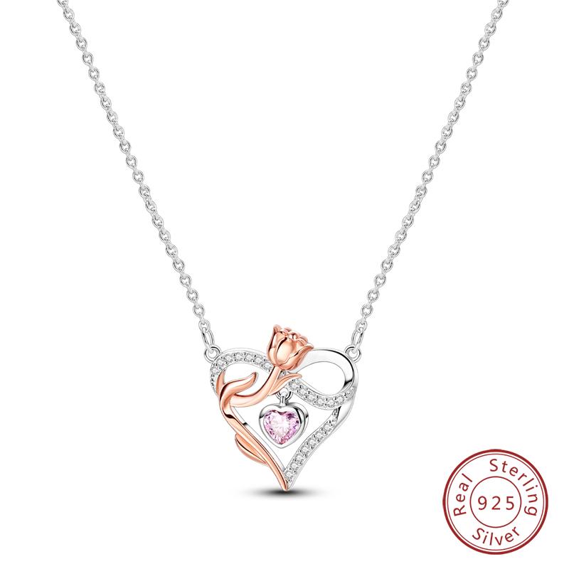 925 Silver Luminous Firefly Heart Shaped Zircon Pendant Necklace For Women Fashion Anniversary Birthday Jewelry Gifts