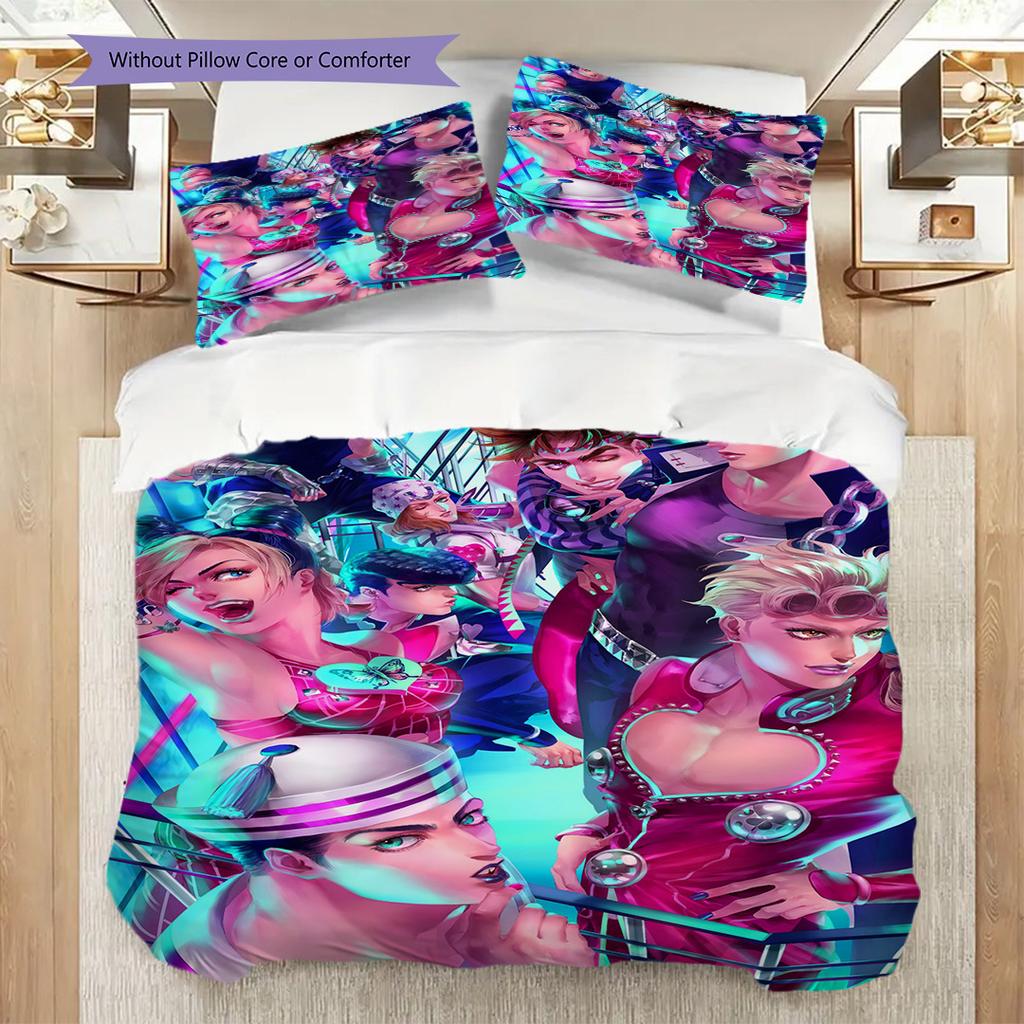 Vibrant Anime Ensemble Three-piece set (1 * duvet cover + 2 * pillowcase, without core) 2D Flat Duvet cover and pillowcase Soft and comfortable