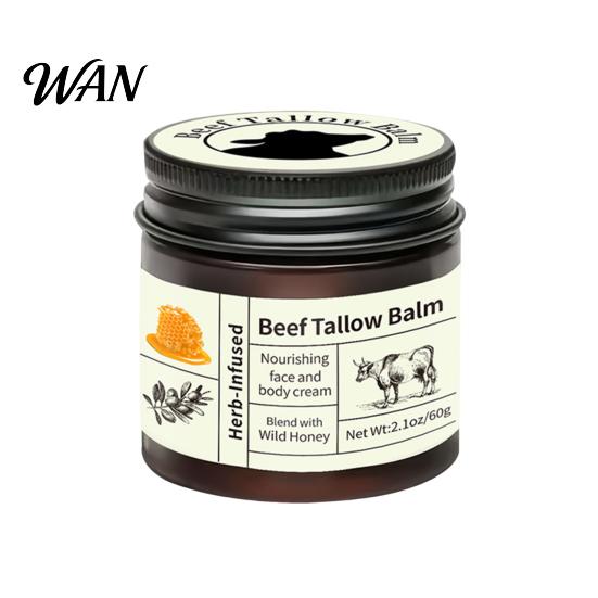 Dry Skin Moisturizer Beef Tallow Moisturizing Cream with Jojoba Oil Shea Butter Honey Lightweight Moisture Retention Non-Greasy Daily Hydration 60g