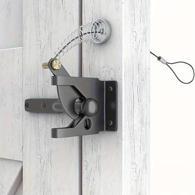 1 Piece Carbon Steel Automatic Door Lock Guardrail Door Bolt Lock with Screw Light Open Door Home Outdoor Fence Hardware Lock