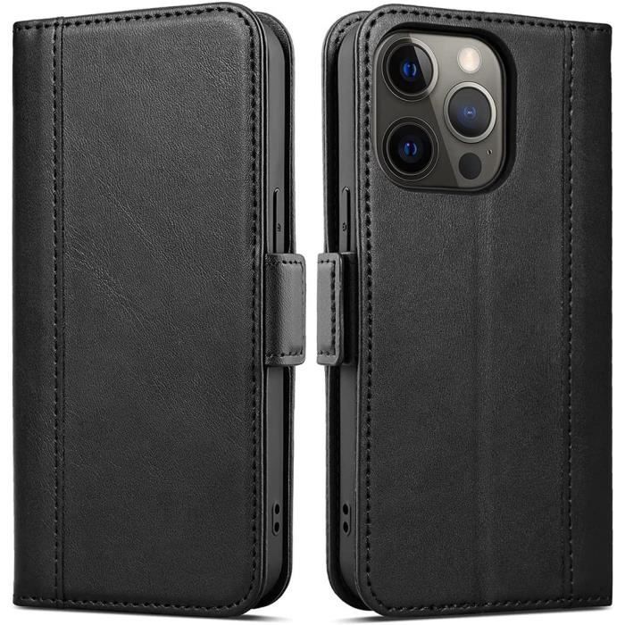 Coque rabat effet cuir noir pour iphone 13 mini (5.4'') proshop