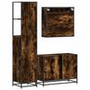 3 Piece Bathroom Furniture Set Smoked Oak Wood Based Material