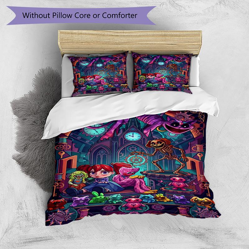 3pcs Duvet Cover Set (1*Duvet Cover + 2*Pillowcase, Without Core), Poppy Playtime Print Bedding Set, Bedroom Decor, All‑Season, Birthday Gift