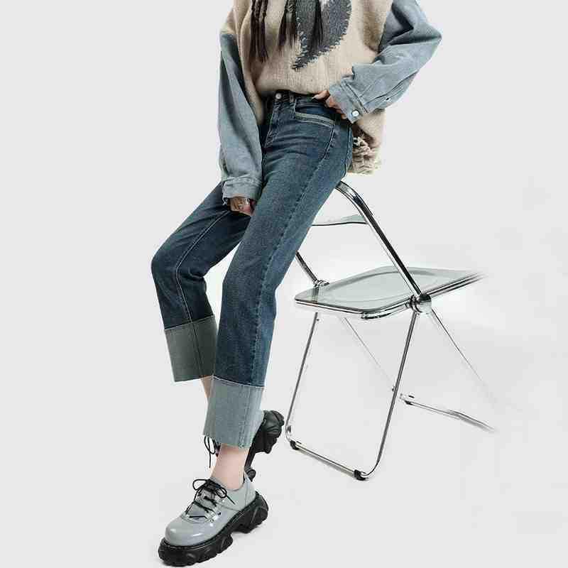 Petite Women's Stretchy High-Waisted Cigarette Pants – Autumn/Winter 2023 Flattering Narrow Leg Straight Jeans