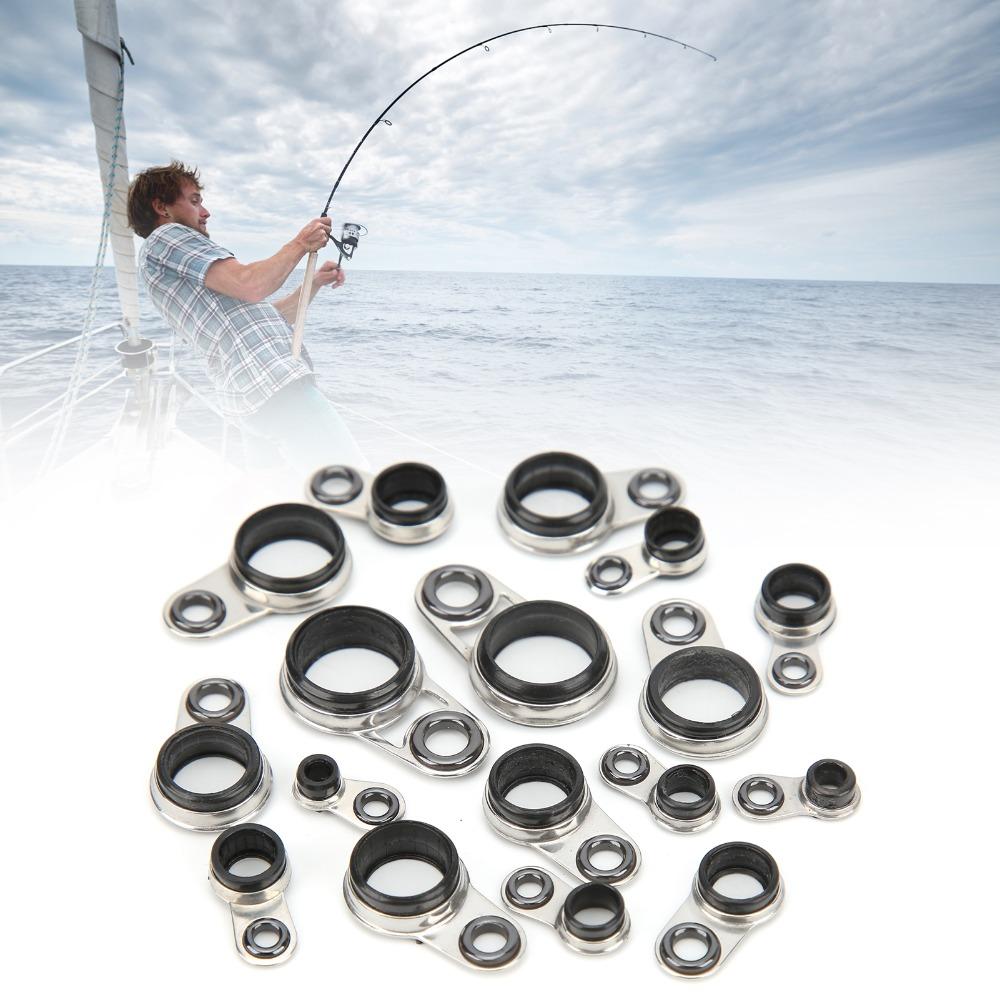 37PCS Multiple Sizes Fishing Rod Guides Stainless Steel Fishing Rod Eyes Ring  Replacement Parts